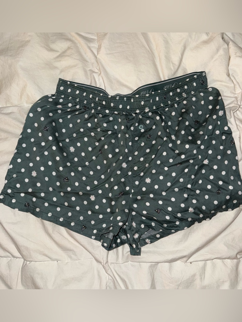 PINK Victoria's Secret Dark Green Polka Dot Athletic Shorts